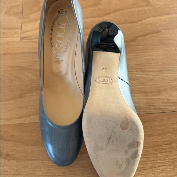 Tod’s shoes, Tod’s Cute kitty heels, grey blue leather US size 6 (like new) - Picture 10 of 11